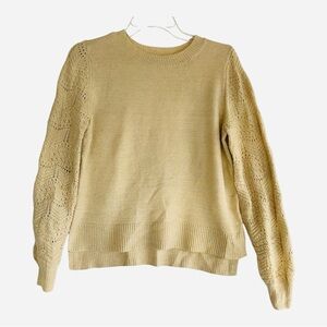Christian Siriano NY Pointelle Knit Sleeve Pullover Sweater Cream Size S